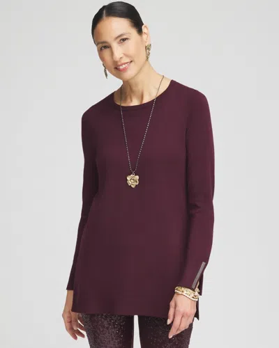 Chico's Embellished Crew Neck Sweater Tunic In Purple Size 20/22 |  In Deep Raisin