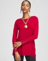 Chico's Embellished Crew Neck Sweater Tunic In Size 20/22 |  In Red Allure
