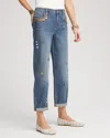 Chico's Embellished Cropped Jeans In Whimsical Indigo Size 16/18 |  In Whimsical Indigo