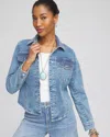 Chico's Embellished Denim Jacket In Jewel Indigo Size Xxl |  In Jewel Indigo