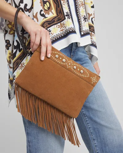 Chico's Embellished Fringe Wristlet In Neutral In Brown