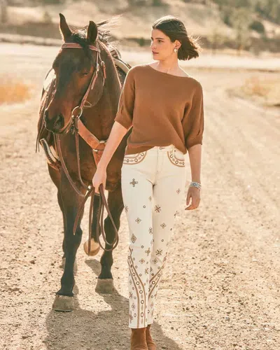 Chico's Embellished Girlfriend Skinny Ankle Jeans In White In Gray