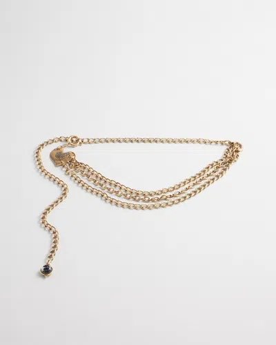 Chico's Embellished Heart Chain Belt In Gold Size Medium/large |
