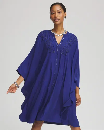 Chico's Embellished Kaftan Dress In Blue