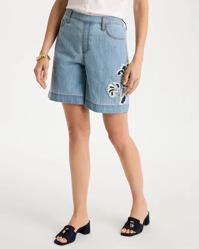 Chico's Embellished Lightweight Jean Shorts In Denim