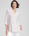 Chico's Embellished Linen Kurta Tunic In Denim In Gray