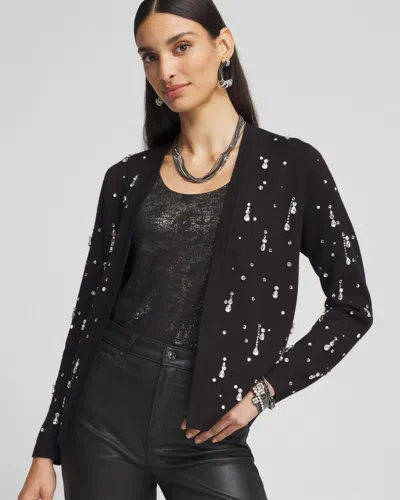 Chico's Embellished Long-sleeve Cardigan Sweater In Black Size 20/22 |
