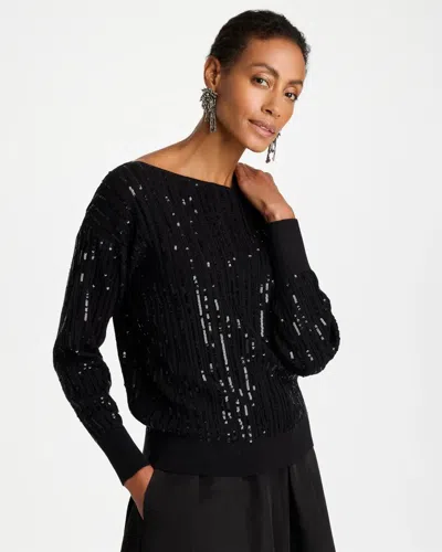 Chico's Embellished Long Sleeve Sweater In Black