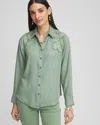 Chico's Embellished Lyocell Tencel™ Collared Shirt In Green Size 20/22 |  In Mineral Green