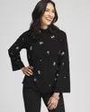 Chico's Embellished Mockneck Pullover Sweater In Black Size 12/14 |  In Black