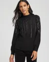 Chico's Embellished Mockneck Sweater In Black In Black