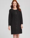 Chico's Embellished Ponte Sheath Dress In Black Size 14 |  In Black