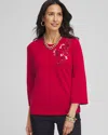 Chico's Embellished Ponte Top In Size 20/22 |  In Red Allure