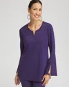Chico's Embellished Ponte Tunic Top In Purple Size 12/14 |  In Midnight Violet