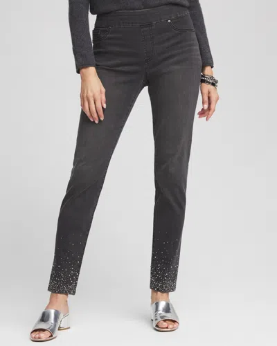 Chico's Embellished Pull-on Ankle Jeggings In Dark Night Wash Size 16 |