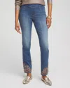 Chico's Embellished Pull On Ankle Jeggings In Winter Sky Indigo Size 10 |  In Winter Sky Indigo