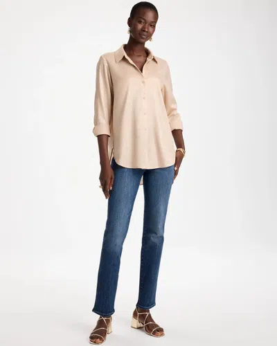 Chico's Embellished Pull-on Straight Jeans In Marina Bay Indigo