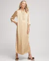 Chico's Embellished Satin Maxi Dress In Brown Size 10 |  In Modern Khaki