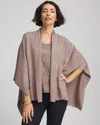Chico's Embellished Shawl Collar Ruana In Taupe In Brown