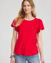 CHICO'S EMBELLISHED STAR TEE IN MADEIRA RED SIZE 4/6 | CHICO'S