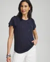 CHICO'S EMBELLISHED STAR TEE IN NAVY BLUE SIZE XS | CHICO'S