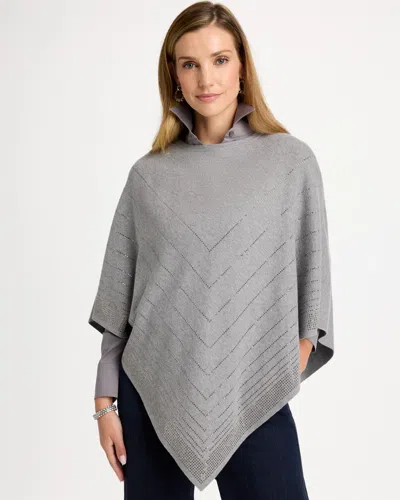 Chico's Embellished Sweater Poncho In Gray In Moon Shade Gray Heather