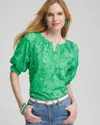 CHICO'S EMBELLISHED TOP IN GRASSY GREEN SIZE 10 | CHICO'S