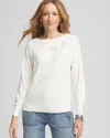 Chico's Embellished Valentine's Day Pullover Sweater In White Size 8/10 |  In Ecru
