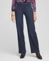 Chico's Embellished Wide Leg Pull On Jeans In Dark Wash Denim Size 14 |  In Dark Wash Denim