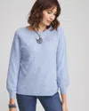 Chico's Embroidered Boatneck Sweater In Blue Size 16/18 |  In Blue Muse