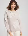Chico's Embroidered Boatneck Sweater In Helium Size 12/14 |  In Helium