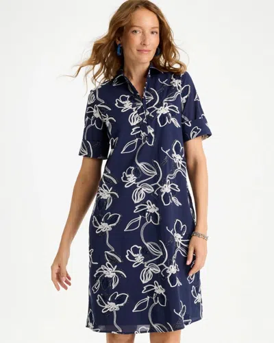 Chico's Embroidered Bonnie Dress In Blue