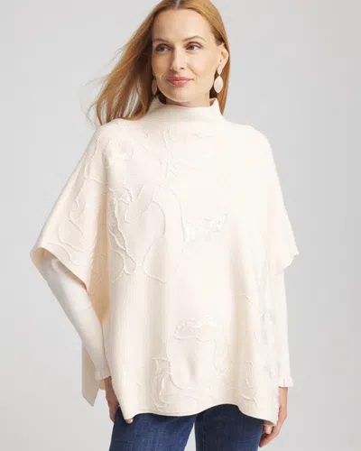 Chico's Embroidered Cashmere Blend Poncho In Cream