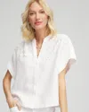 Chico's Embroidered Dolman Sleeved Linen Blouse In White Size 20/22 |  In Alabaster