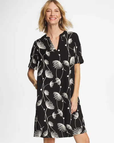Chico's Embroidered Ginkgo Bonnie Dress In Black