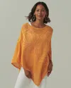 CHICO'S EMBROIDERED KNIT TRIANGLE PONCHO IN MANGO SORBET SIZE LARGE/XL | CHICO'S