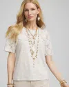 Chico's Embroidered Lace Linen Tee In River Rock Size 16/18 |  In River Rock