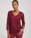 Chico's Embroidered Mesh Tunic Top In Russet Red In Red