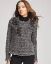Chico's Embroidered Metallic Tweed Cardigan Sweater In Gray In Gray