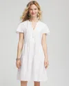 Chico's Embroidered Popover Dress In White In White