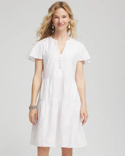 Chico's Embroidered Popover Dress In White