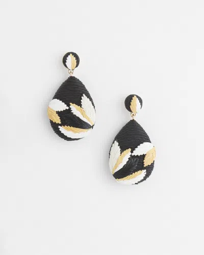 Chico's Embroidered Raffia Earrings |  In Black