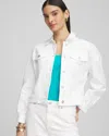 Chico's Embroidered Relaxed Denim Jacket In White In White