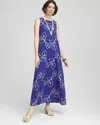Chico's Embroidered Sleeveless Maxi Dress In Blue Size 16/18 |  In Blue Casa
