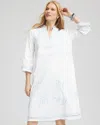 Chico's Embroidered Stand Collar Kaftan Dress In White Size 18 |  In Alabaster