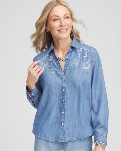 Chico's Embroidered Tencel Denim Shirt