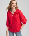 Chico's Embroidered Valentine's Day Blouse In Red Size 20/22 |  In Love Letter Red