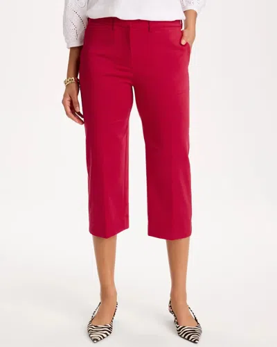 Chico's Emme Sateen Straight Capri Pants In Cherry Lush In Red
