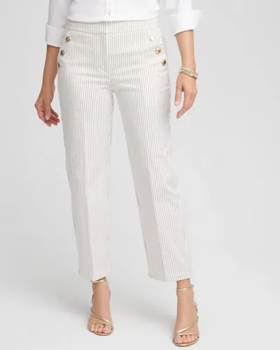 Chico's Emme Striped Sailor Straight Crops In White In Sand