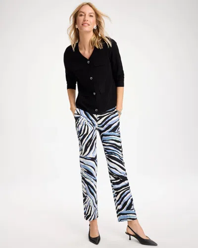Chico's Emme Wide-leg Abstract Animal Pants In Black